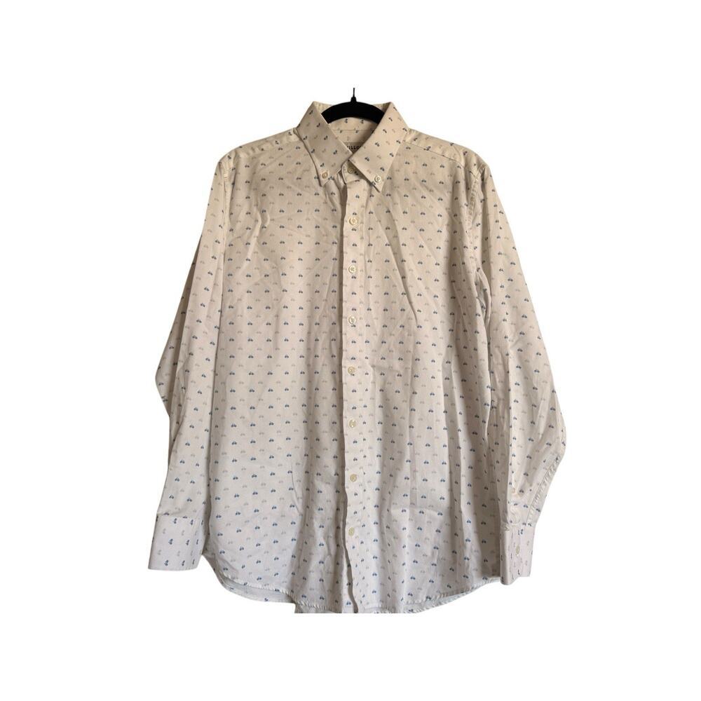 Twillory Sz 16.5 Button Down Dress Shirt Bicycle‎ Print Office Preppy Casual